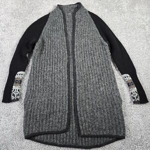 Smartwool Chup Cardigan Womens XS Gray Black Open Front Pockets Sweater